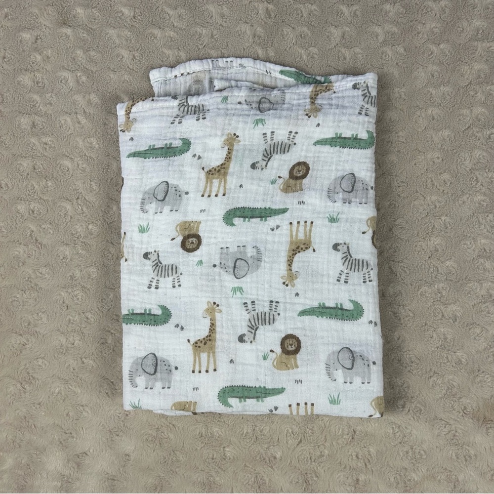 Lullaby Lane Safari Animals Baby Swaddle Blanket Alligator Giraffe Lion Zebra